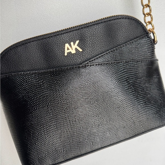 Anne Klein Black Crossbody with Gold Chain Detail - Picture 2 of 4